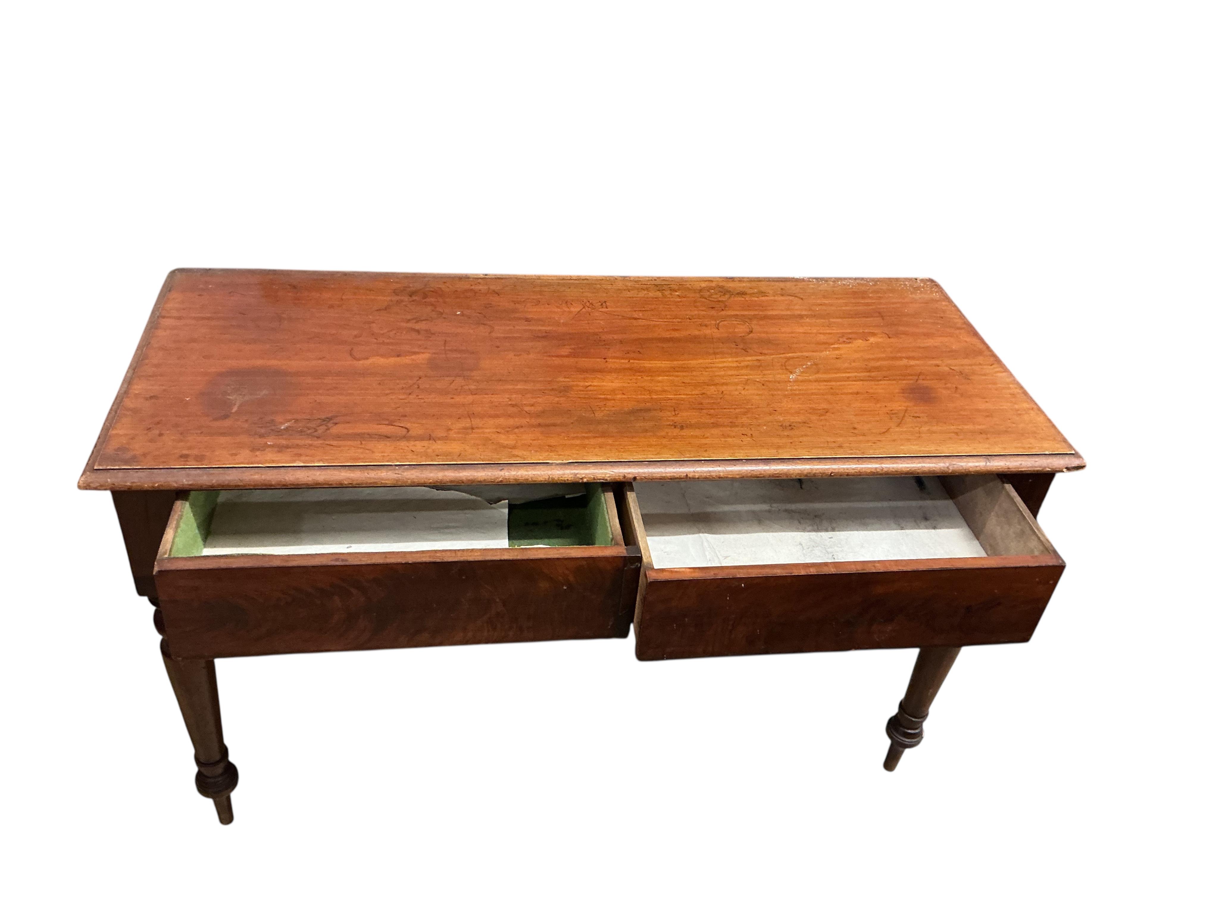 A Victorian mahogany serving table, width 130cm, depth 52cm, height 76cm